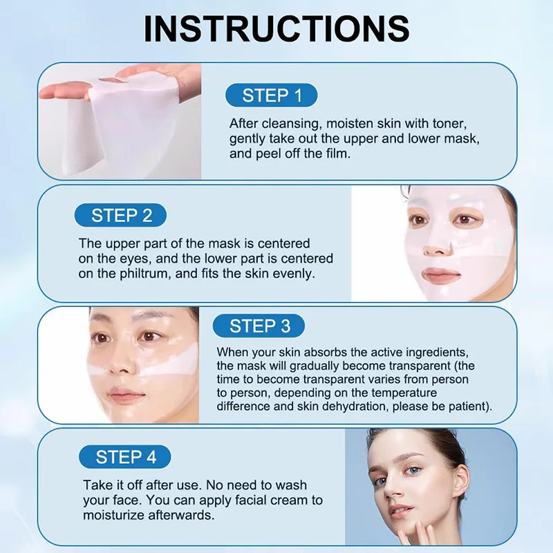 4Pcs/Box Absorbable Bio-Collagen Real Deep Mask Night Moisturizing Mask Firming Nourish Brightening Moisturizing Skin Care - Image 4