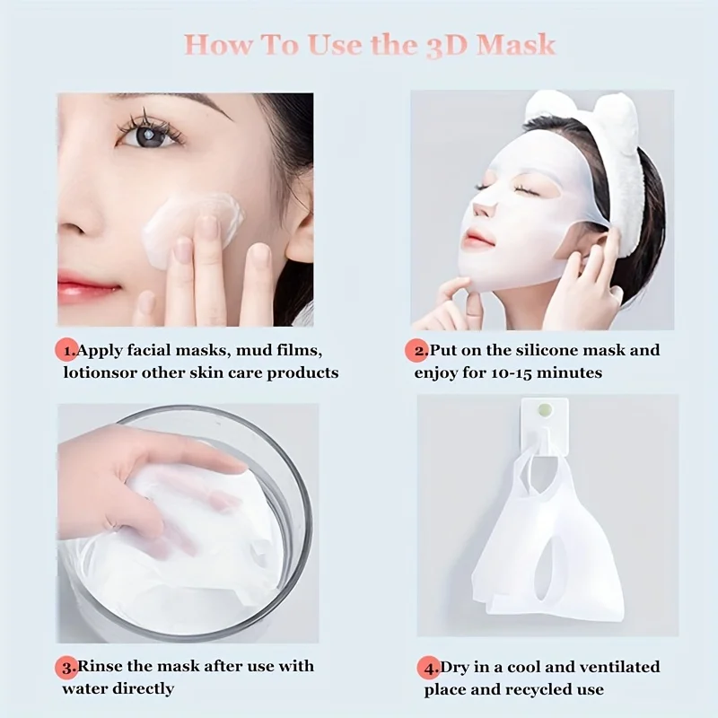 Silicone mask cover, ear-mounted fixed mask to moisturize and absorb essence, reusable facial care tool - Image 3