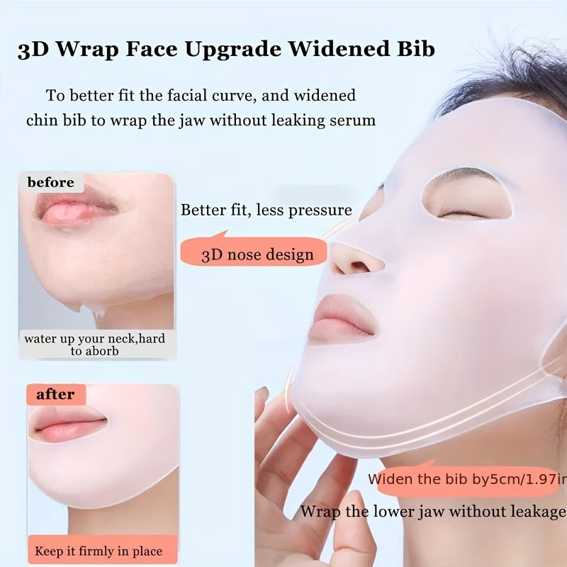 Silicone mask cover, ear-mounted fixed mask to moisturize and absorb essence, reusable facial care tool - Image 4